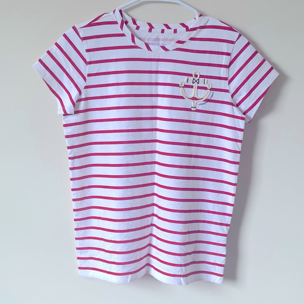 Vineyard Vines Kids Red and White Striped Tee